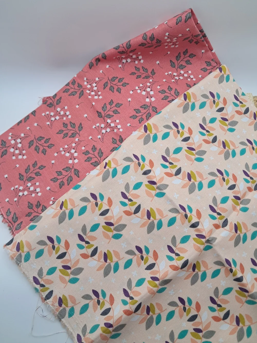 Bundle of Cotton Fabrics Floral & Leaf Prints Pink Yellow Sewing Quilting Crafts